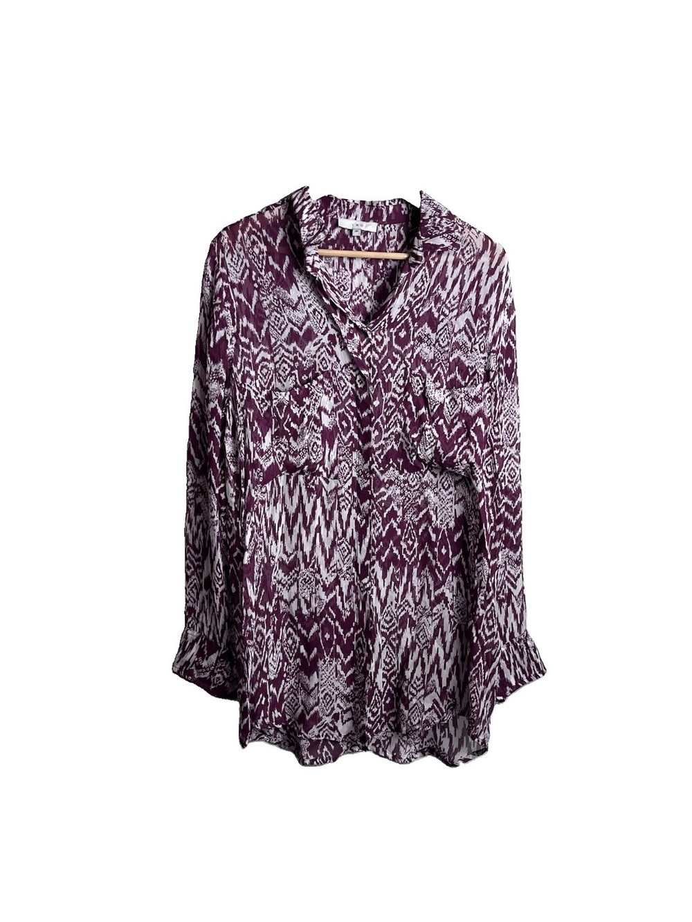 IRO Cabell Blouse Size 38 Burgundy Ivory Printed Long Sleeve Viscose Boho